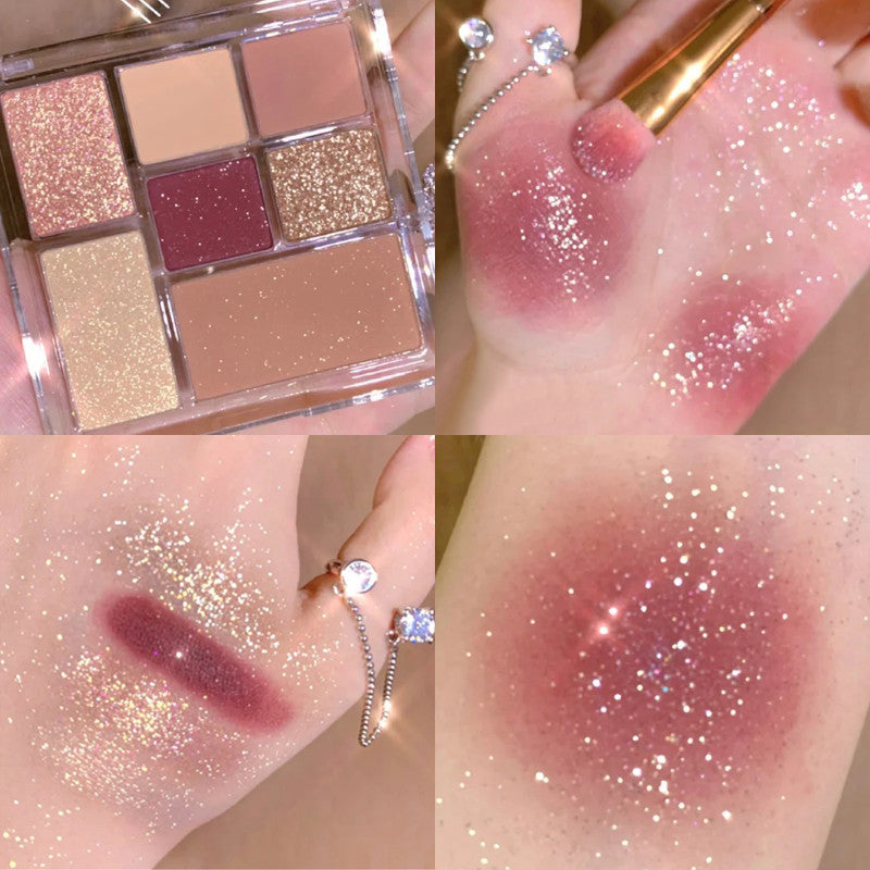 MEIBAOGE Seven Color Makeup Eyeshadow Plate Fine Flash Shimmer Transparent Earth Color Pearlescent Matte Makeup Ins Eyeshadow