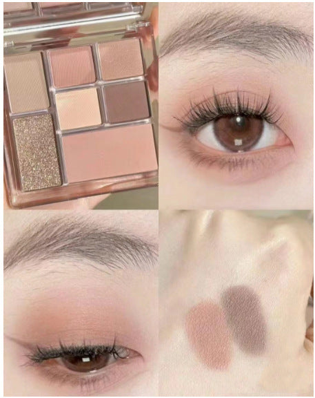 MEIBAOGE Seven Color Makeup Eyeshadow Plate Fine Flash Shimmer Transparent Earth Color Pearlescent Matte Makeup Ins Eyeshadow