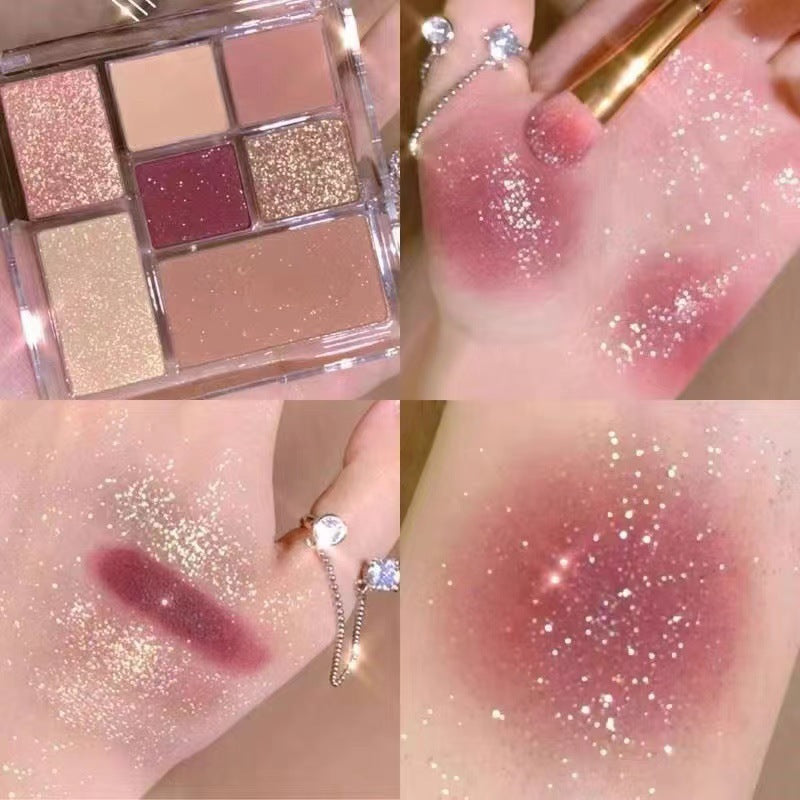 MEIBAOGE Seven Color Makeup Eyeshadow Plate Fine Flash Shimmer Transparent Earth Color Pearlescent Matte Makeup Ins Eyeshadow