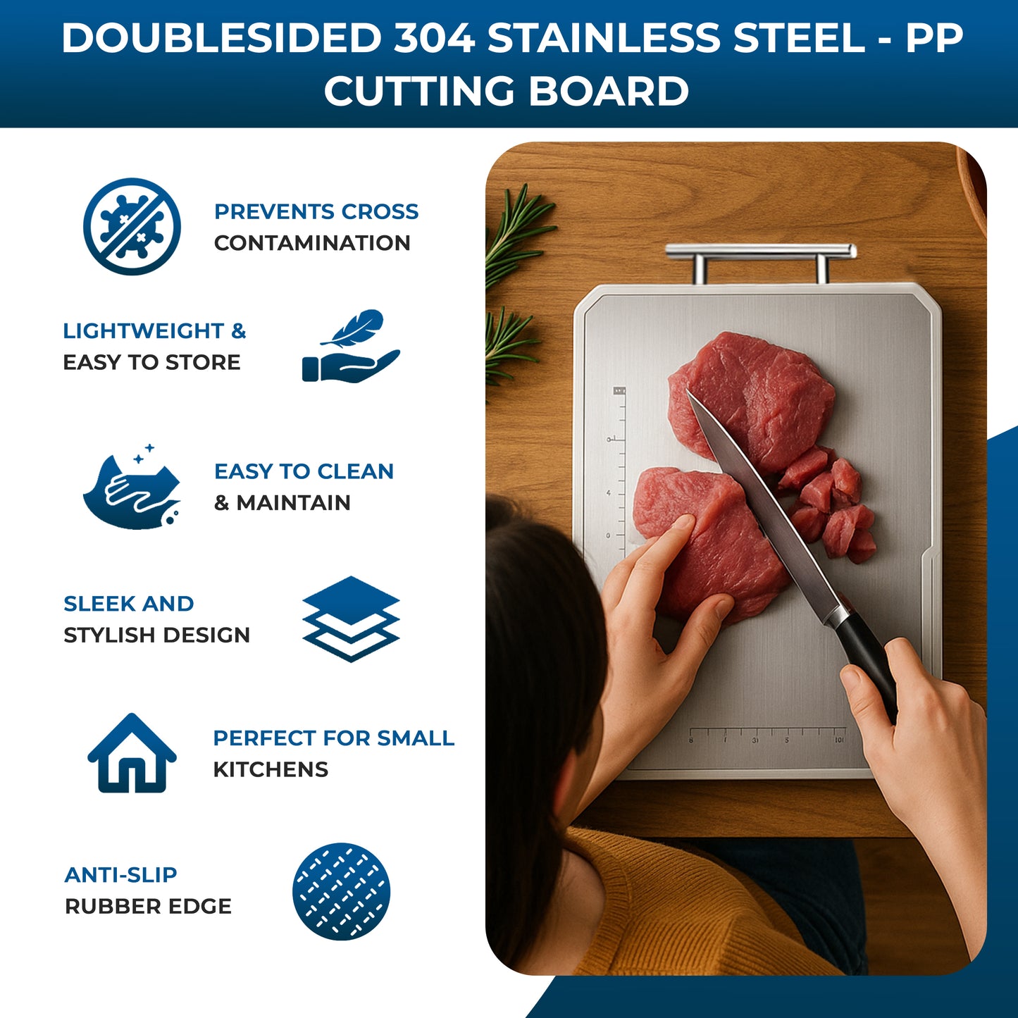 Double-Sided Stainless Steel Cutting Board