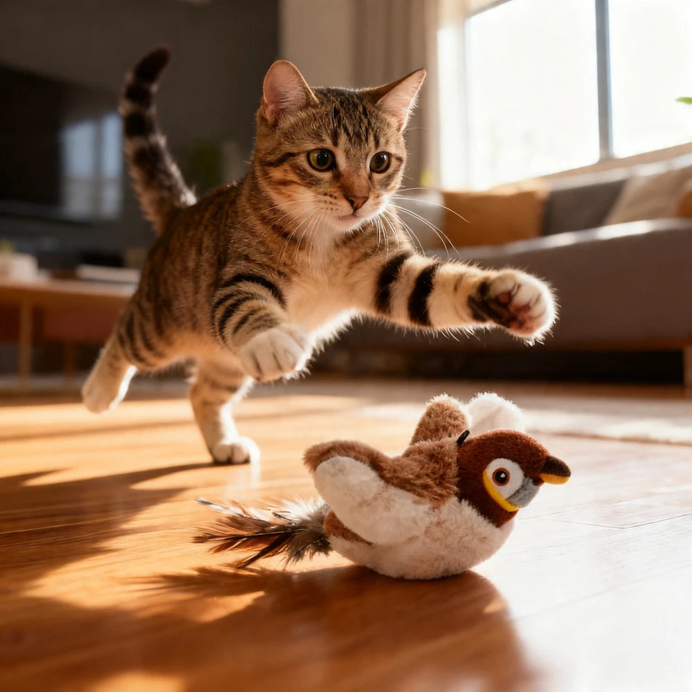 Interactive Fluffy Bird Cat Toy