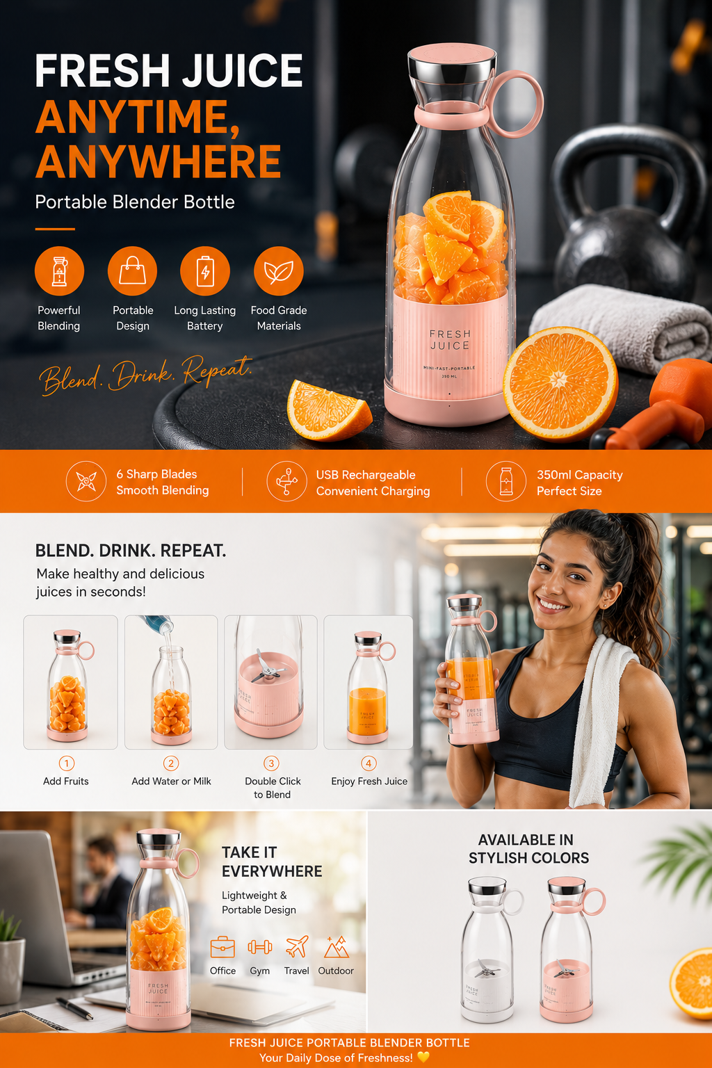 Portable Electric Blender Fruit Mixers