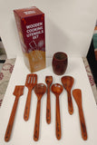 Zahara's - Premium Acacia Wood Cooking Utensils Set, 8-Piece Handcrafted Kitchen Tools with Holder, Premium Wood Spoons, Spatulas and Strainer for Home Cooking
