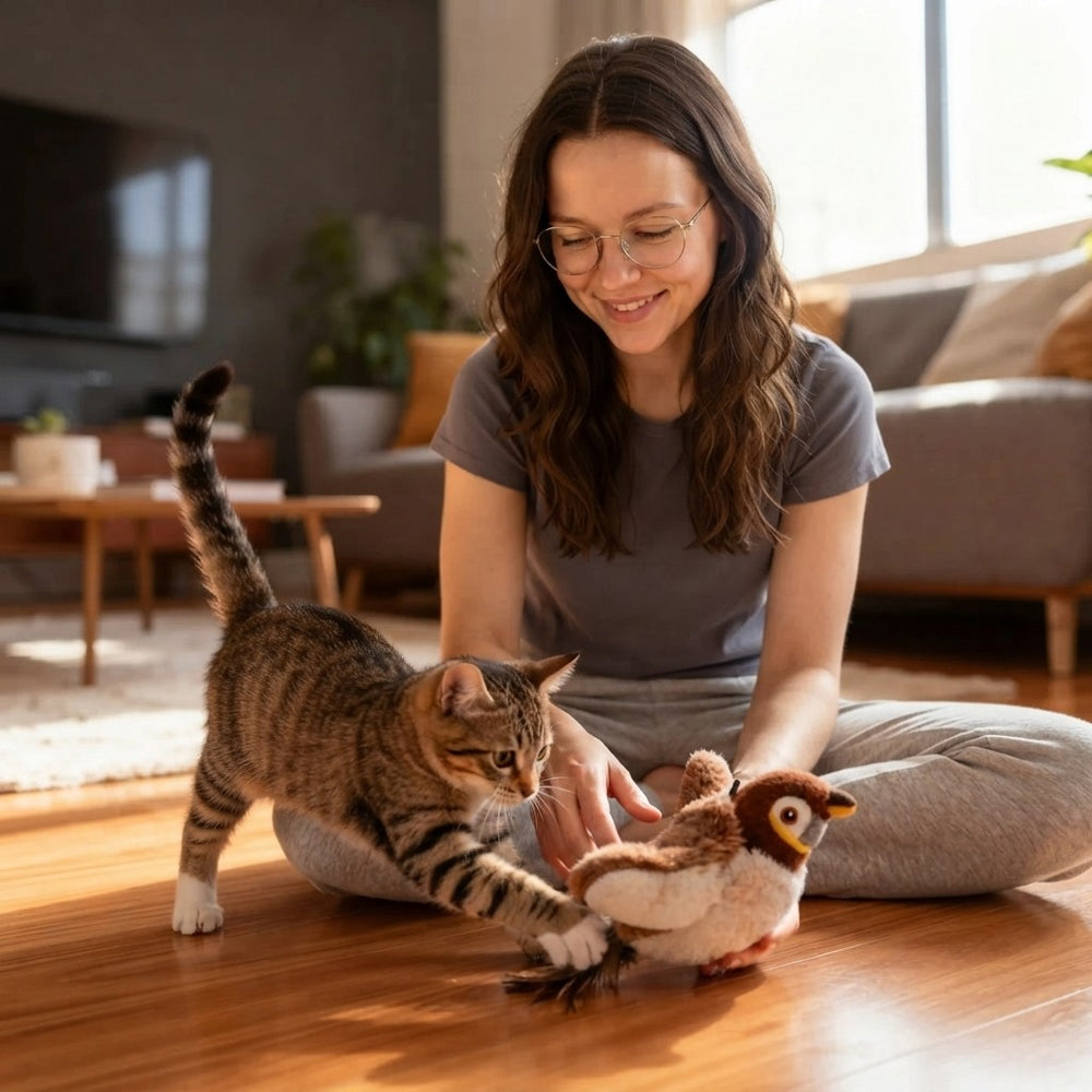 Interactive Fluffy Bird Cat Toy